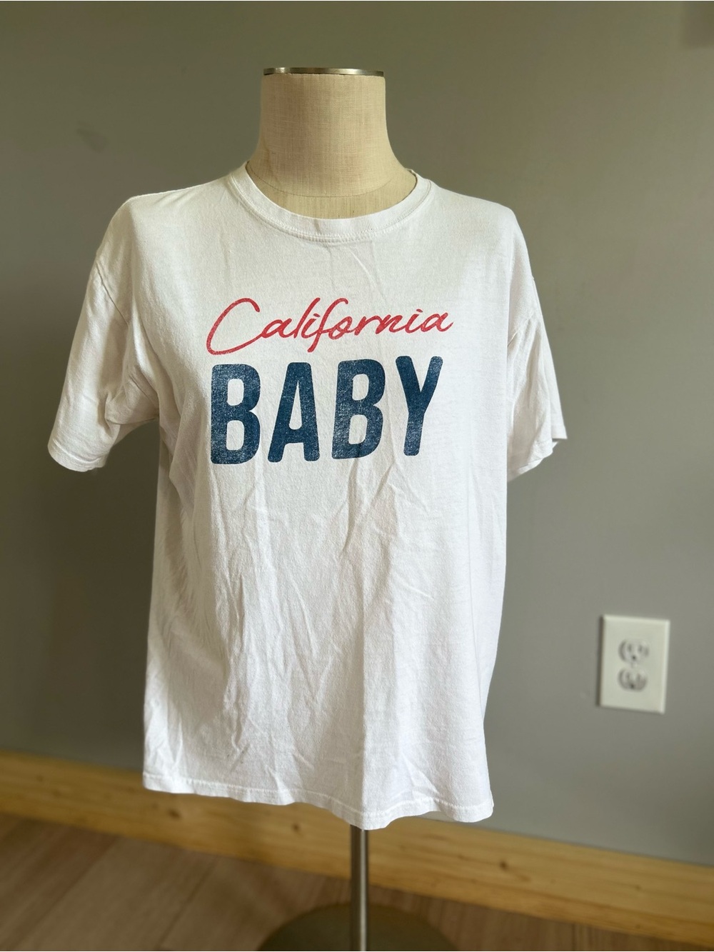 California Baby Graphic Tee - White with Red & Blue Print